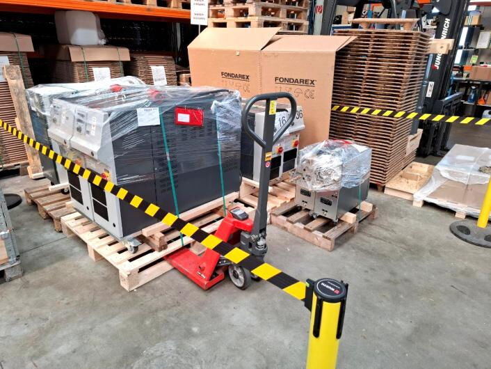 Temperature control units from FIMRO, prepared for transport to the customer after service and repair